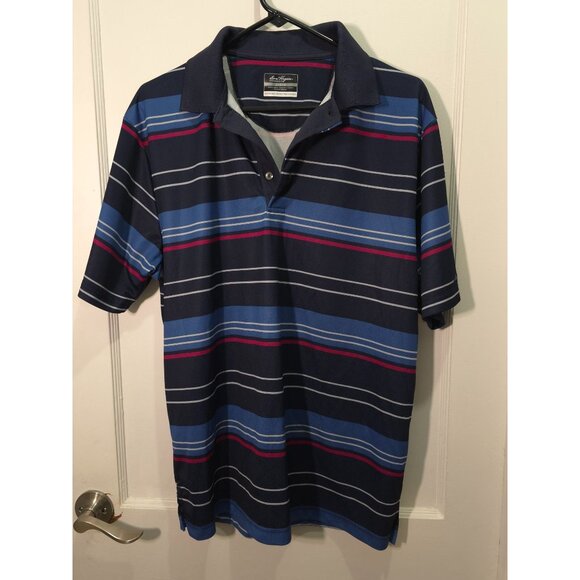 Ben Hogan Performance Polo Shirt Ventilated Striped Navy/Blue/Red L - Picture 8 of 8